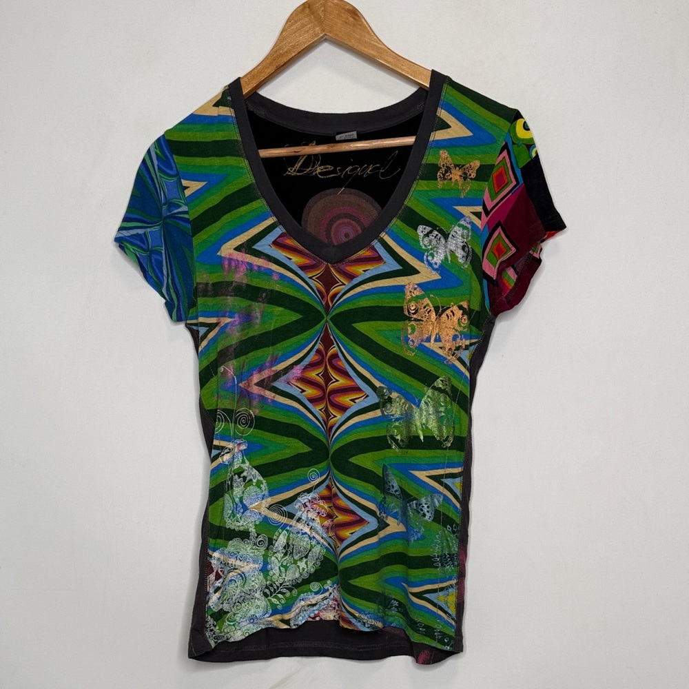 Desigual Multicolor Geometric Women's Tee